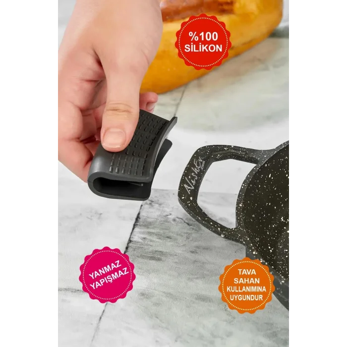 Nishev Premium Isı Yalıtımlı Silikon Tava ve Sahan Tutacağı Çift Set