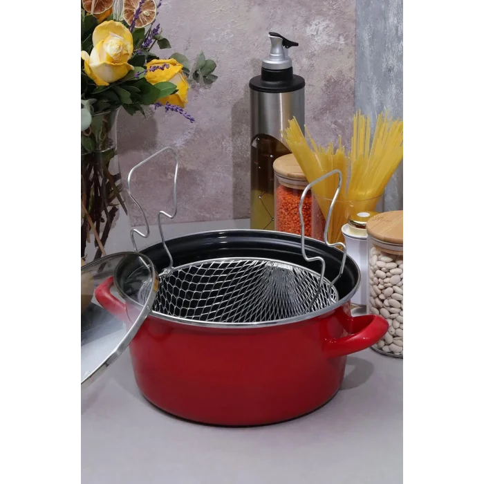Prestige Kırmızı İtalyan Kızartma Tenceresi – 22 cm, 4,5 Lt