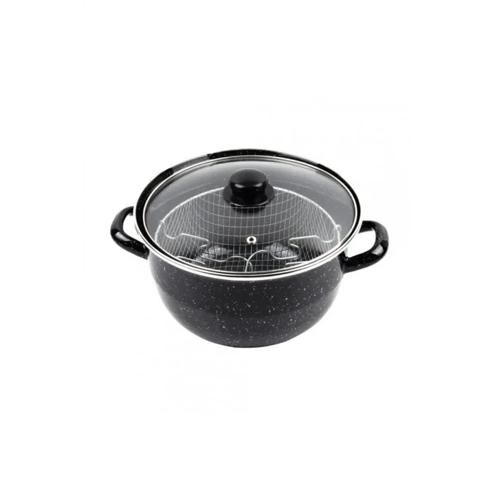 Lüks Emaye Kızartma Tenceresi Siyah 24 cm – 4.5L