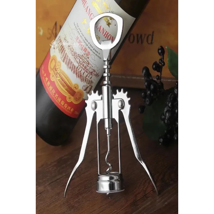 Lüks Krom Şarap Açacağı - Profesyonel Tirbuşon Seti