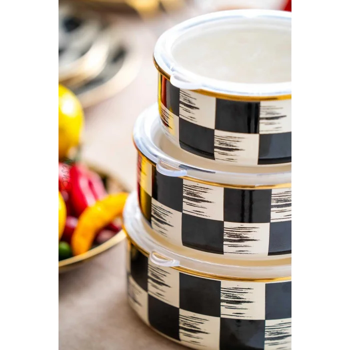 İtalyan Dama Model 3lü Saklama Kabı Seti 14/16/18 cm