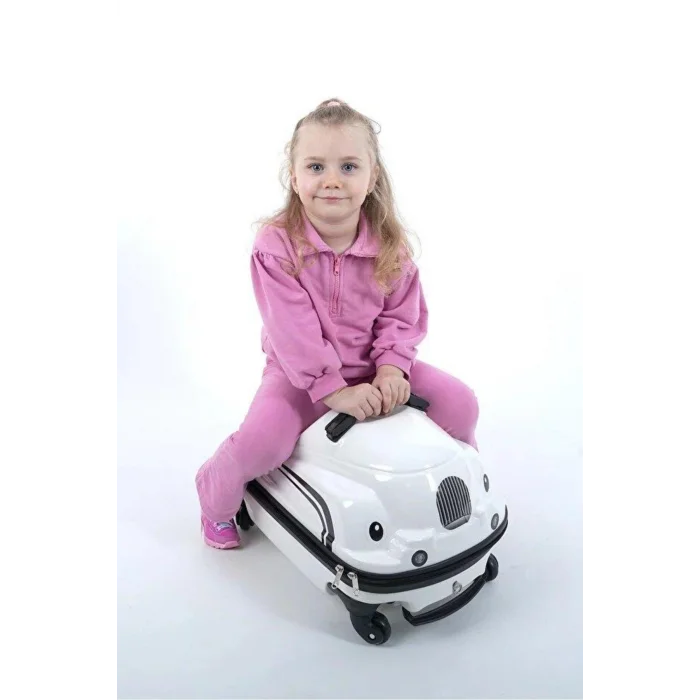 Premium ABS Sürdürülebilir Çocuk Valizi – Beyaz 360° Dönme