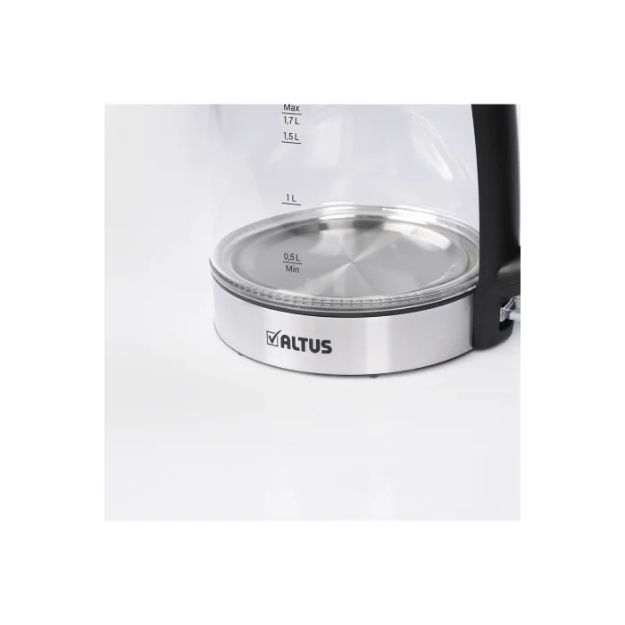 Al 4064 C Premium 1.7L Cam Kettle – 2200W LED Işıklı, 360° Döner Taban, Otomatik Kapanma