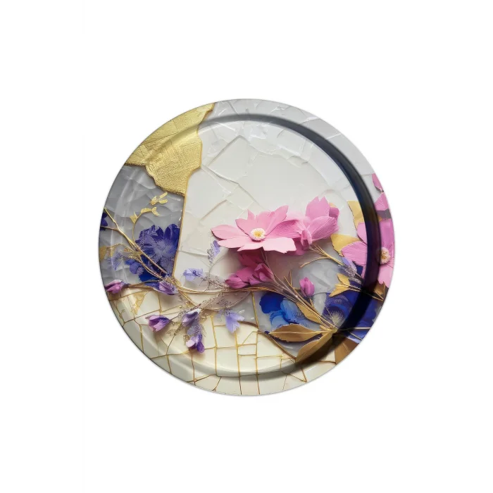 Nishev Premium 35 cm Metal Yuvarlak Tepsi – Özel Tasarım