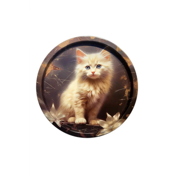 Premium Metal Yuvarlak Tepsi 35 cm – Özel Tasarım