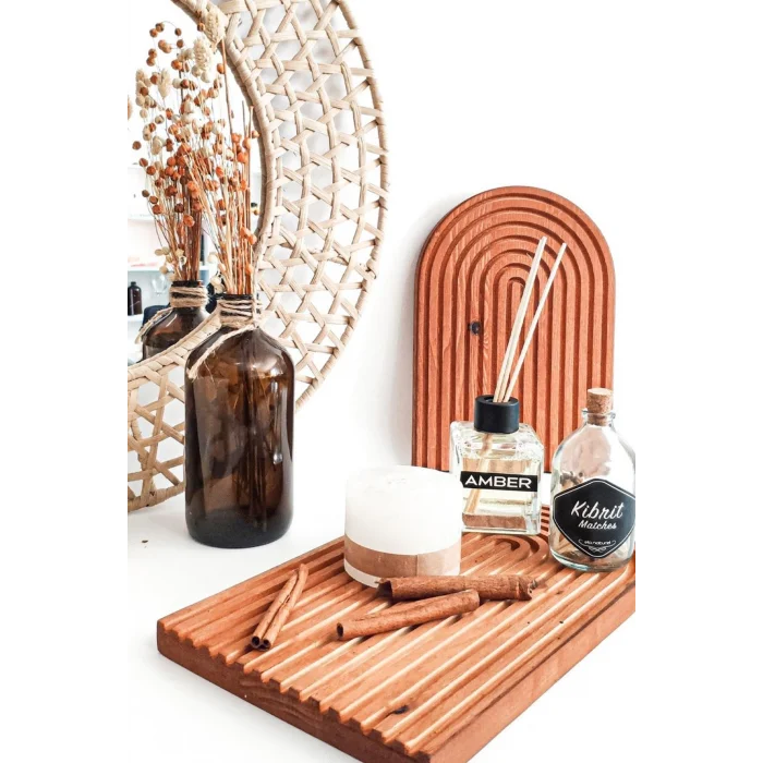 Premium Gökkuşağı Sunum Tahtası – Koyu Kahve 30x18 cm