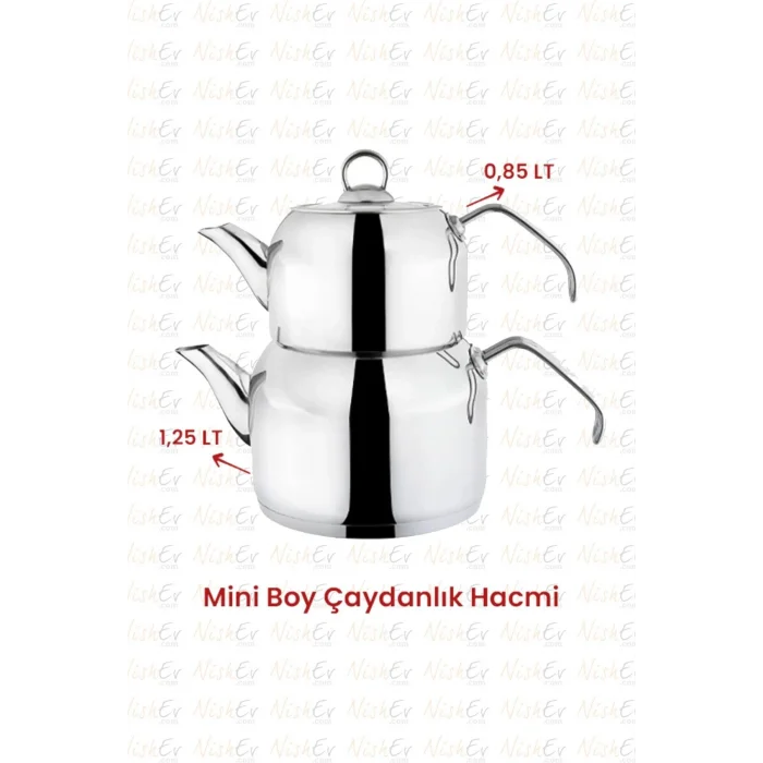 Delux Premium 4 Parça Çaydanlık Seti – Mini Boy Platin