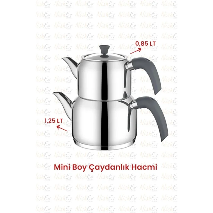 Delux Soft Elite 4 Parça Çaydanlık Takımı – Mini Boy Antrasit