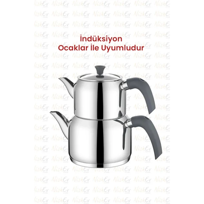 Delux Soft Elite 4 Parça Çaydanlık Takımı – Mini Boy Antrasit