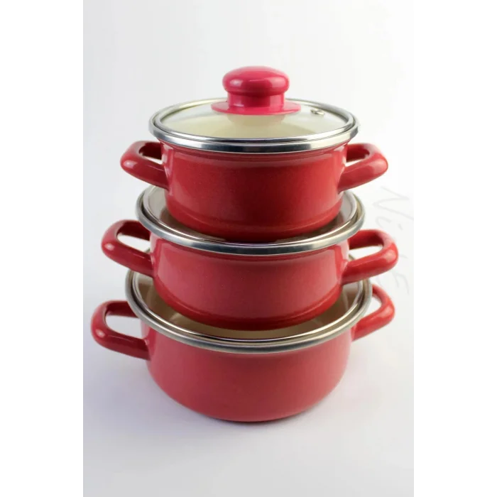 Protocol London 12/14/16 cm Lüks Mini Emaye Tencere ve Saklama Kabı Seti