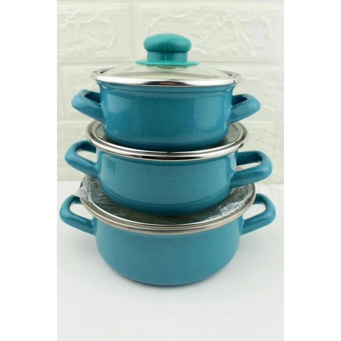 Protocol London 12/14/16 cm Mini Emaye Tencere Seti – Şık Çevre Dostu Çoklu Ocak Uyumu