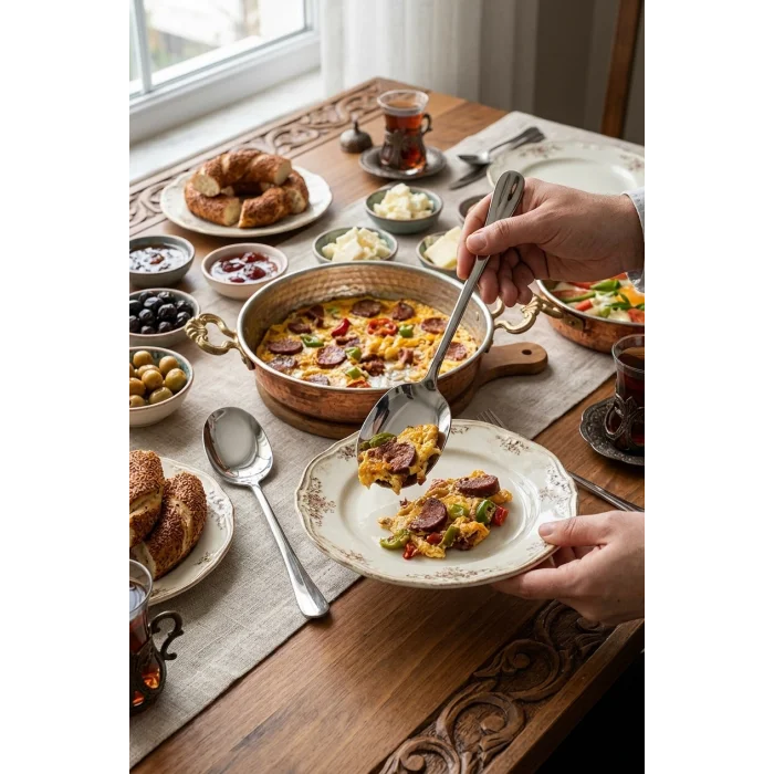 Premium 6lı Paslanmaz Çelik Lüks Servis Kaşığı Seti – Büyük Boy Şıklık