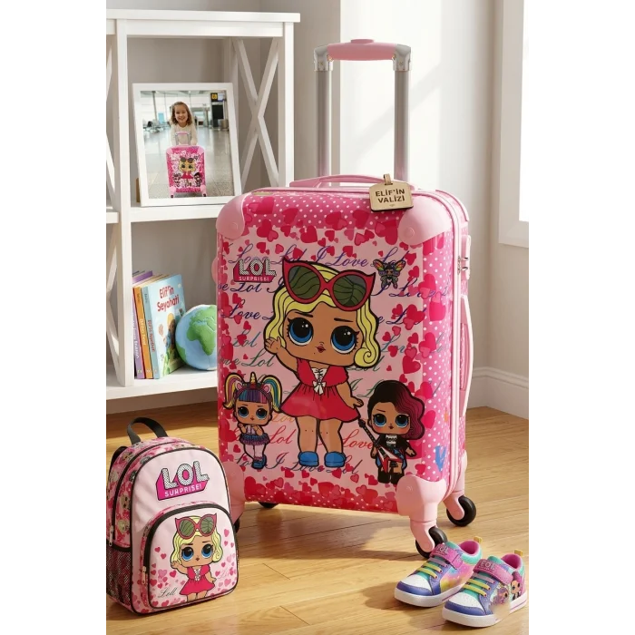 Lüks Pembe ABS Çocuk Valizi – Hafif ve Dayanıklı Tasarım