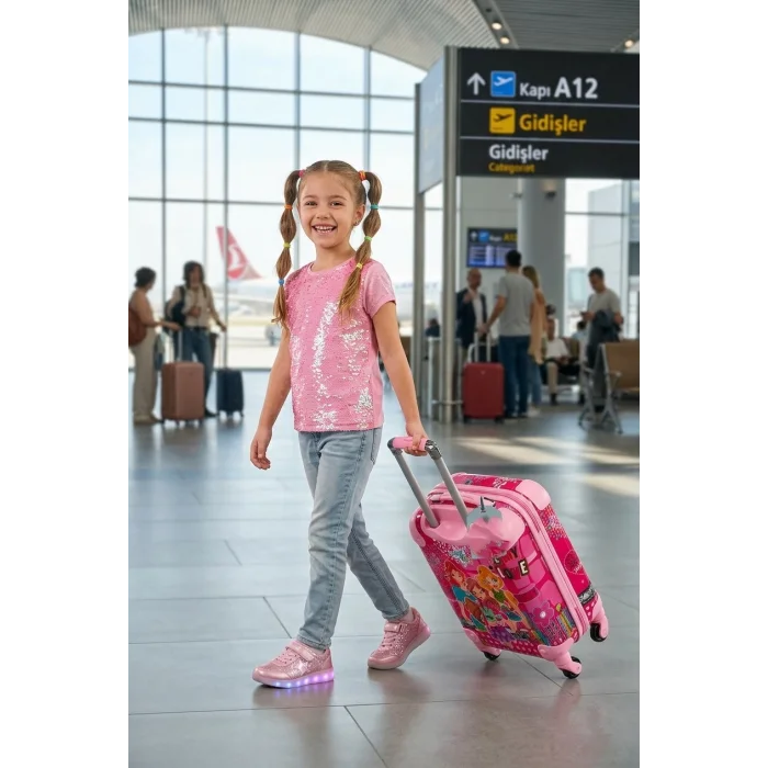 Angel Girls Winx Lüks Çocuk Valizi - Pembe Şıklık