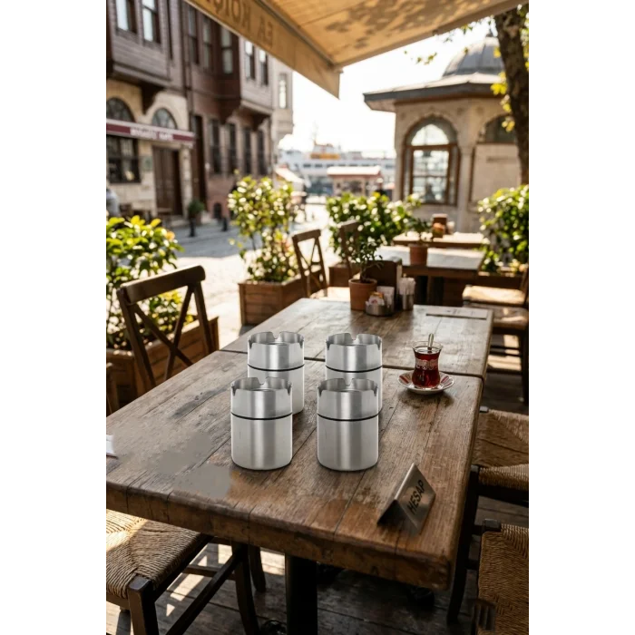 Lüks 4lü Paslanmaz Çelik Kokusuz Küllük Seti