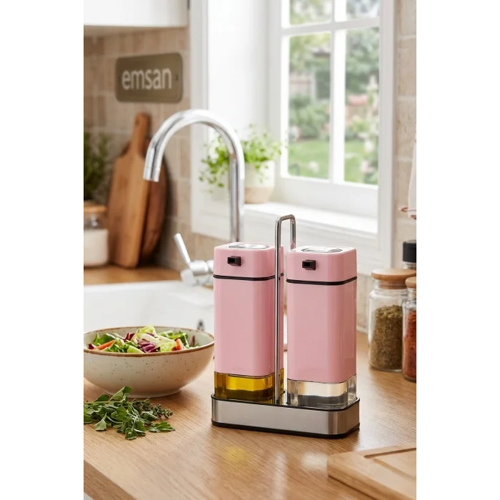 Emsan Plaza Elegance Baby Pink Standlı Yağlık & Sirkelik Seti