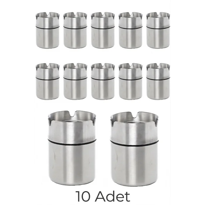 10 Adet Lüks Paslanmaz Çelik Dekoratif Küllük Otel-Cafe-Restaurant