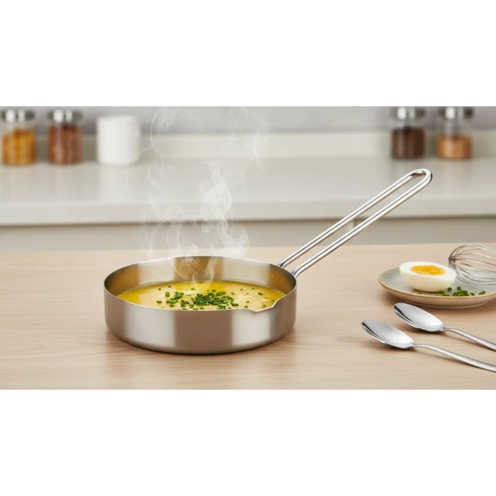 Premium 14 cm Yarım Çember Paslanmaz Çelik Çok Amaçlı Yumurta & Sos Tavası