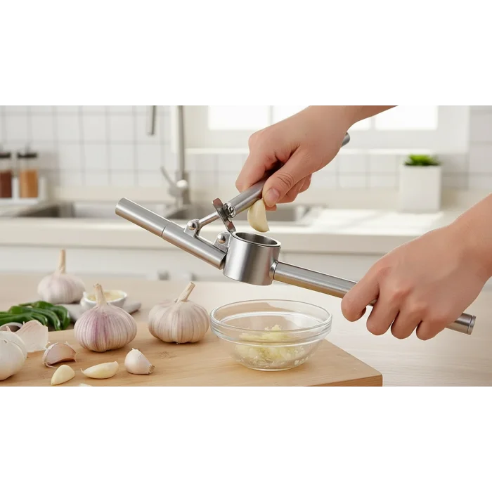 Koncis Premium Paslanmaz Çelik Sarımsak Ezici – Lüks ve Hızlı Mutfağın Yeni Standartı