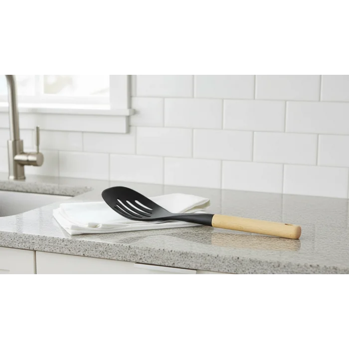 italyan tasarım Ahşap Saplı Kevgir – Siyah Mutfak Aksesuarı