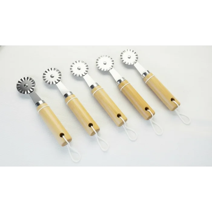 italyan tasarım Bambu Saplı Metal Pizza Dilimleyici 5 adet otel resteurant cafe