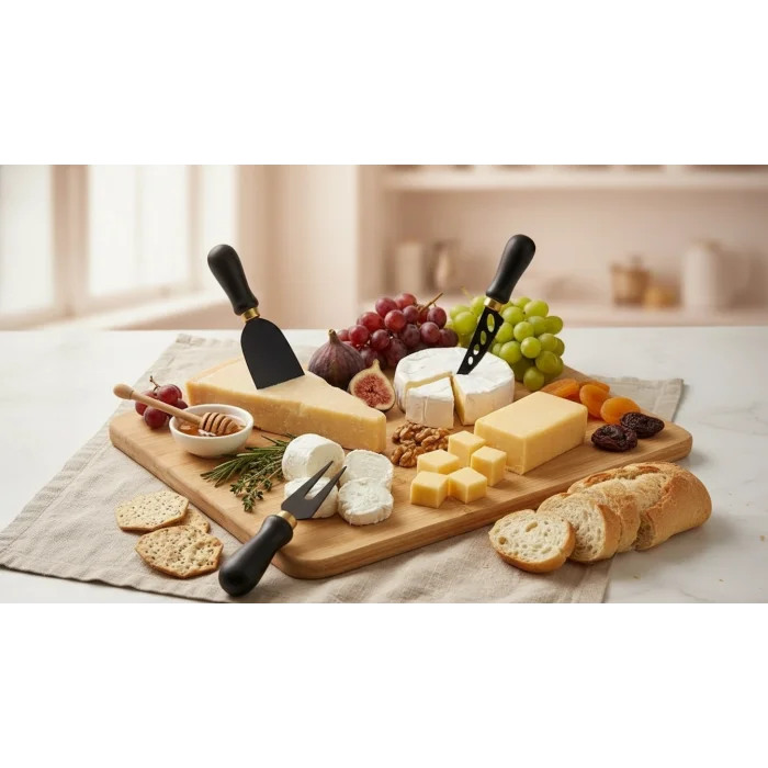 italyan tasarım 3’lü Lüks Peynir Bıçak Seti – Siyah/Altın Şıklık