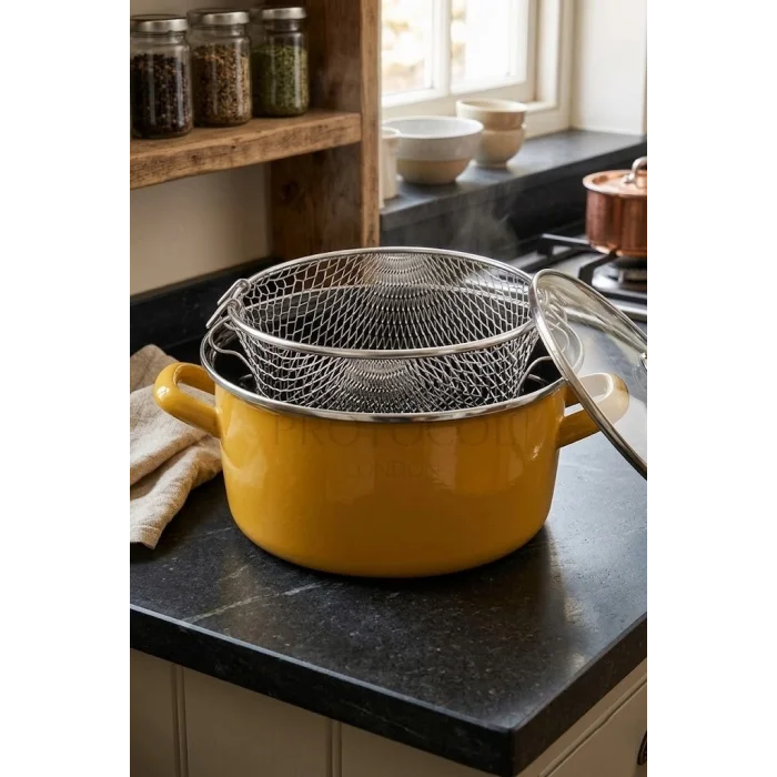 Prestige Emaye Fritöz Tenceresi 22 cm – 3,5 Litre – Sarı