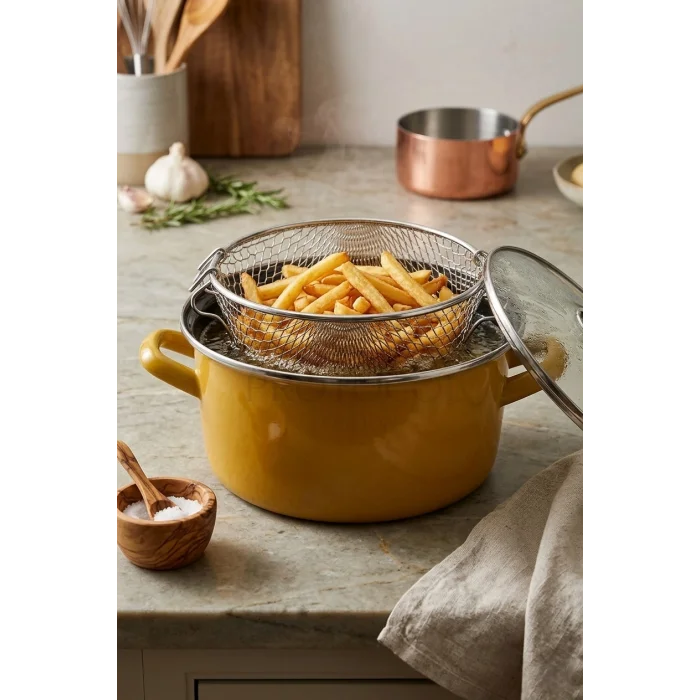 Prestige Emaye Fritöz Tenceresi 22 cm – 3,5 Litre – Sarı