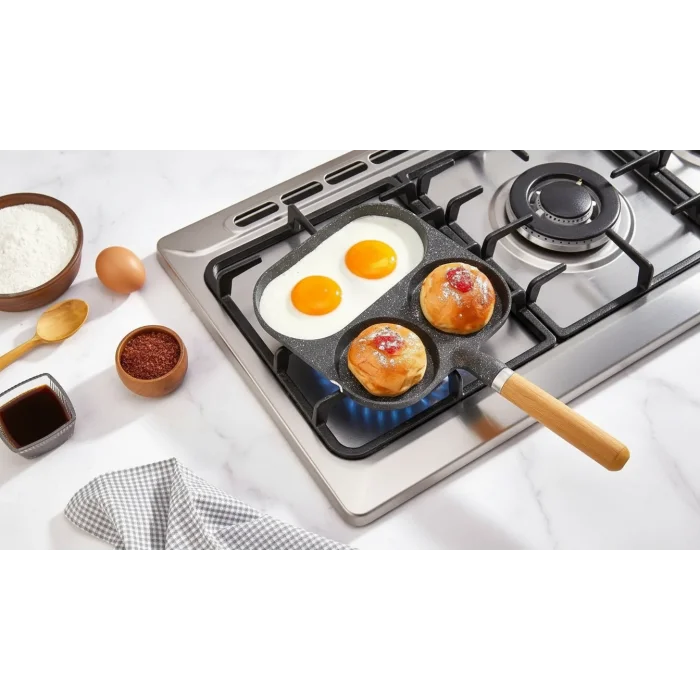 Premium Granit Döküm Çok Bölmeli Pancake & Yumurta Tavası