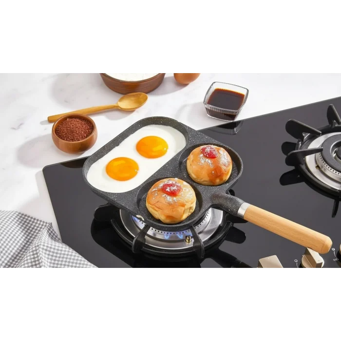 Premium Granit Döküm Çok Bölmeli Pancake & Yumurta Tavası