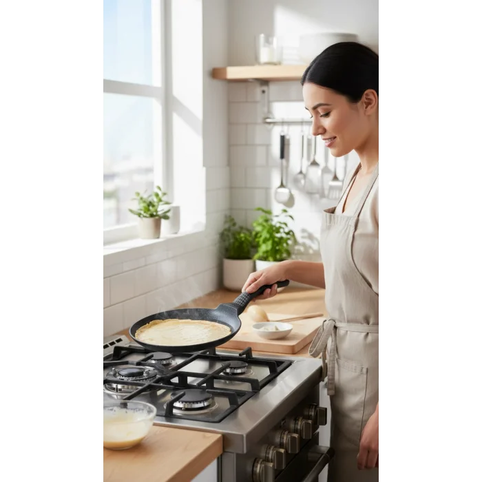 Krep Tavası Granit Ezme Mat Siyah 28 Cm