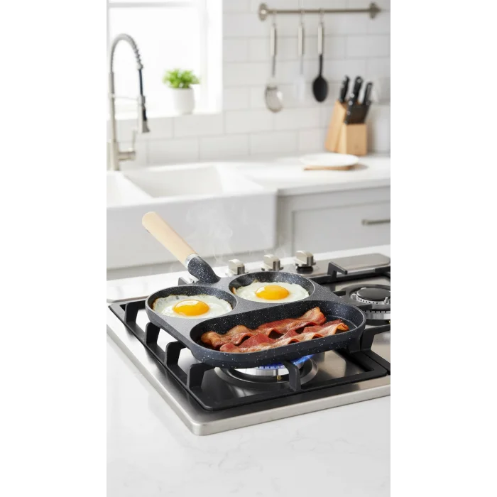 Premium Granit 3Bölmeli Döküm Omlet & Krep Tava Seti