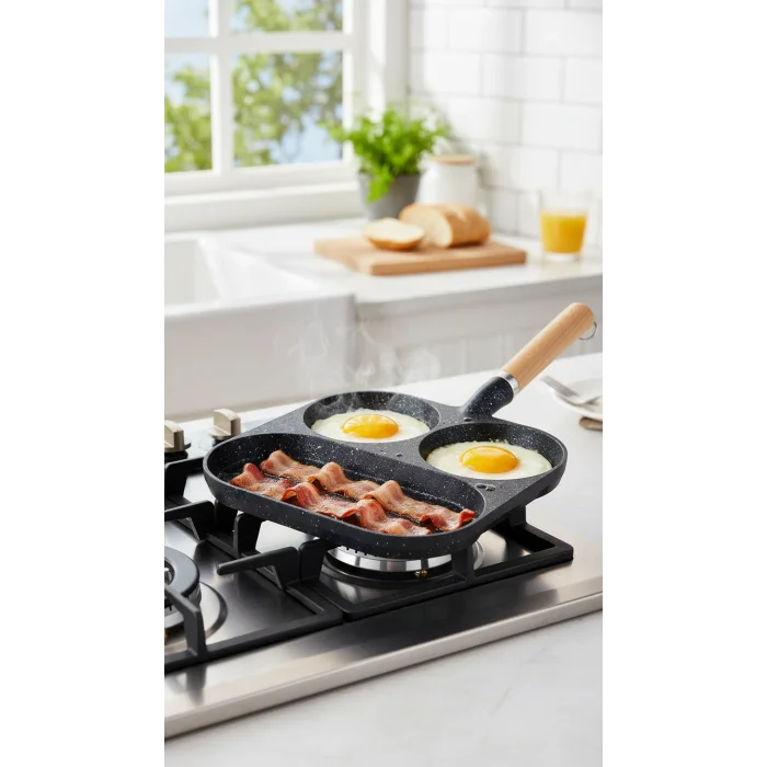 Premium Granit 3Bölmeli Döküm Omlet & Krep Tava Seti