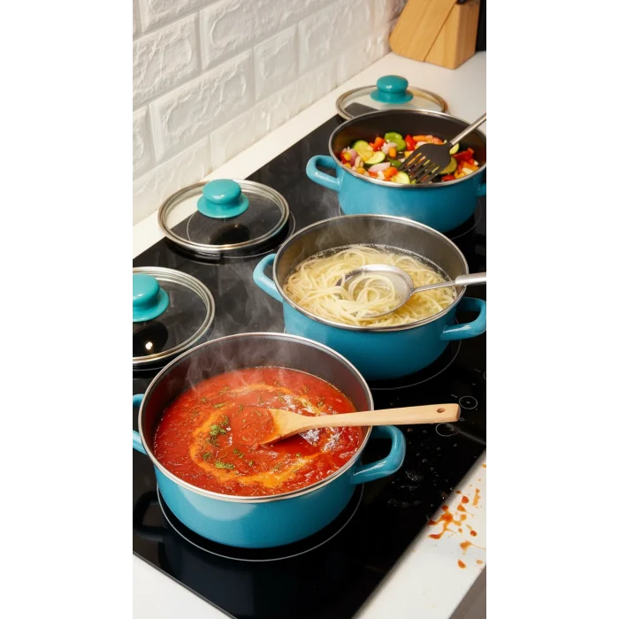 Protocol London 12/14/16 cm Mini Emaye Tencere Seti – Şık Çevre Dostu Çoklu Ocak Uyumu