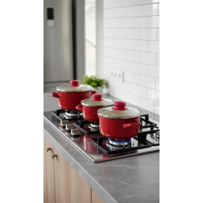 Protocol London 12/14/16 cm Lüks Mini Emaye Tencere ve Saklama Kabı Seti