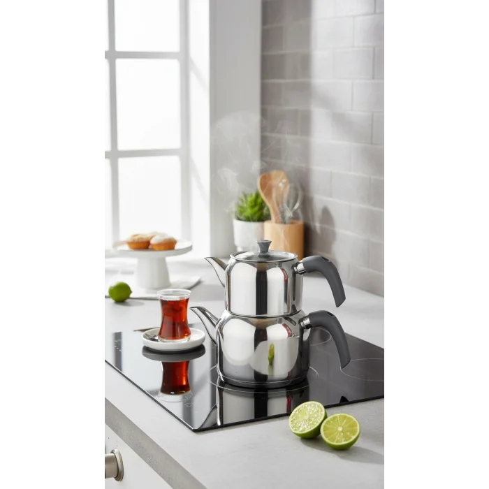 Delux Soft Elite 4 Parça Çaydanlık Takımı – Mini Boy Antrasit