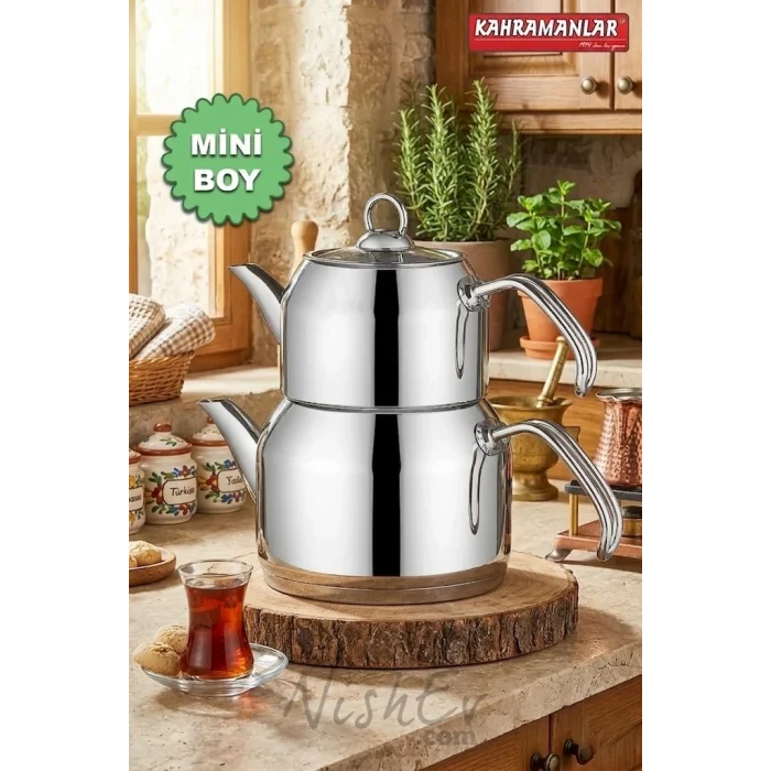 Delux Premium 4 Parça Çaydanlık Seti – Mini Boy Platin