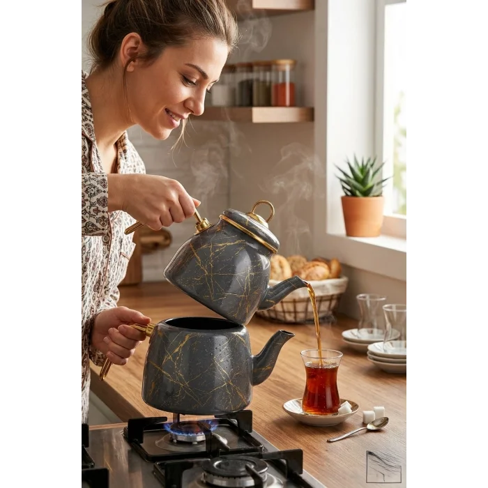 Elite Mermer Chic Çaydanlık Seti – Özel Tasarım & Uzun Ömür