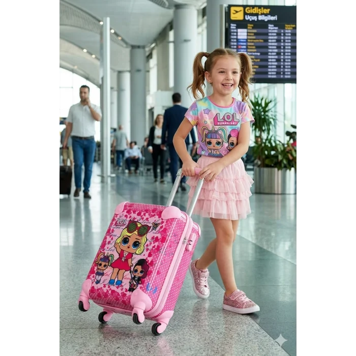 Lüks Kız Çocuk Valizi – Pembe ABS Seyahat Çantası