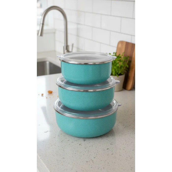 İtalyadan Şıklık: Zarif Emaye Saklama Seti 14/16/18 cm