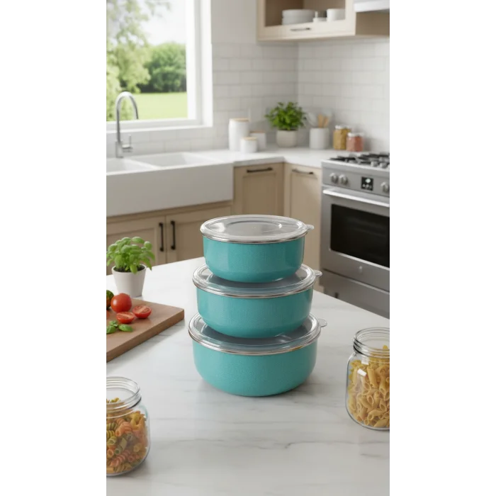 İtalyadan Şıklık: Zarif Emaye Saklama Seti 14/16/18 cm