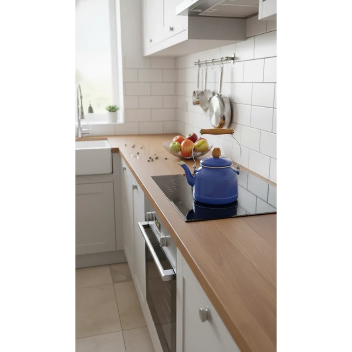 İtalyan Lüks Ahşap Kulp Çaydanlık – 2,5 Litre Mavi