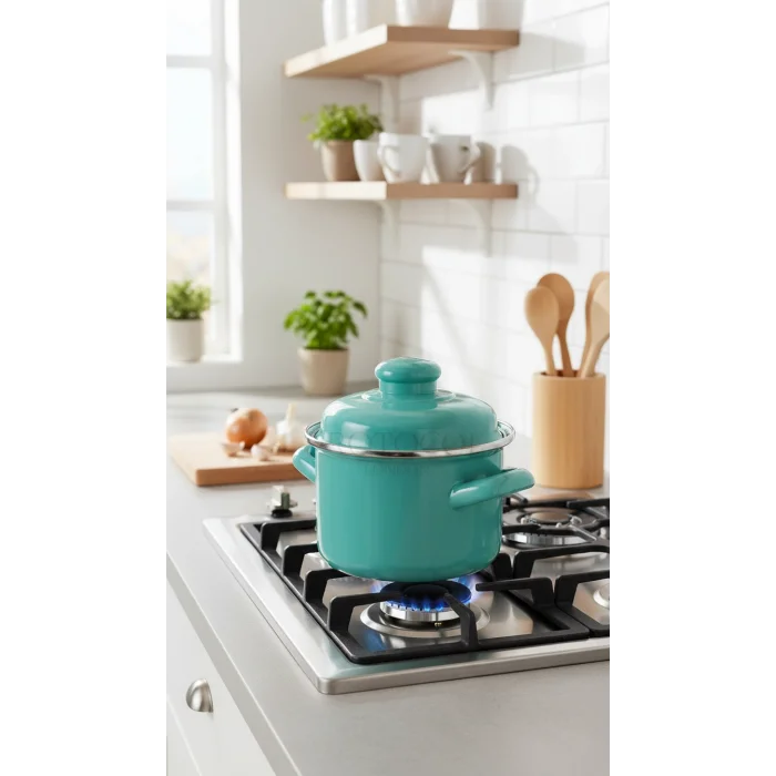 Lüks Emaye Mini Derin Tencere 12 cm – 900 ml