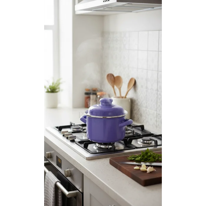 Emaye Premium Mini Derin Tencere – 12 cm / 900 ml – Mavi