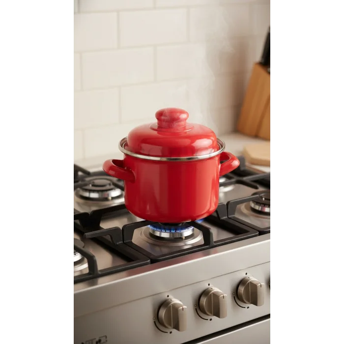 Emaye Lüks Mini Derin Tencere 12 cm – Kırmızı Şıklık