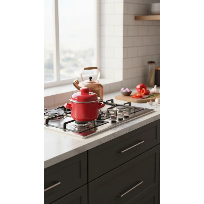 Emaye Lüks Mini Derin Tencere 12 cm – Kırmızı Şıklık