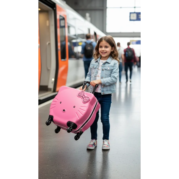 Lüks ABS Hello Kitty Çocuk Seyahat Valizi – 4 Tekerli
