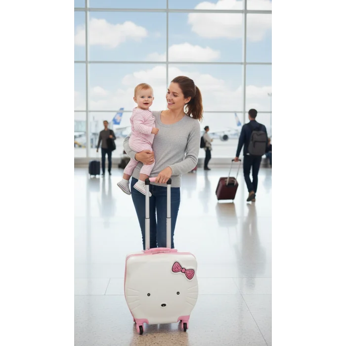 Premium Hello Kitty Çocuk Valizi - ABS 4 Tekerlekli Şık Şıklık