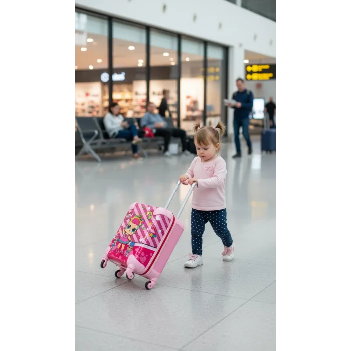 Beyaz Pembe ABS Şıklık 360° Tekerlekli Kabin Boy Çocuk Valizi