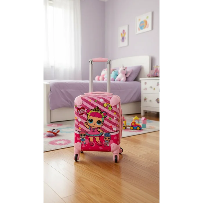 Beyaz Pembe ABS Şıklık 360° Tekerlekli Kabin Boy Çocuk Valizi